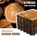 Premium Acacia Wood Interlocking Deck Tiles, 9 PCS 12"x12"x0.9" Patio Flooring, ... - Image 7
