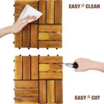 Premium Acacia Wood Interlocking Deck Tiles, 9 PCS 12"x12"x0.9" Patio Flooring, ... - Image 8