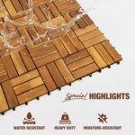 Premium Acacia Wood Interlocking Deck Tiles, 9 PCS 12"x12"x0.9" Patio Flooring, ... - Image 11