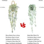 Fake Hanging Plant Decor Indoor, Eucalyptus Artificial Faux Plants in Wall Woven... - Image 5