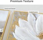3-Panel Hand-Painted Boho Floral Wall Art for Living Room,Large 3D Textured Whit... - Image 3
