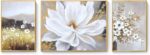 3-Panel Hand-Painted Boho Floral Wall Art for Living Room,Large 3D Textured Whit... - Image 6