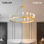 Gold Wagon Wheel Chandelier 40”, 20-Light Farmhouse Wagon Wheel Chandelier for D... - Image 3