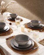 Famiware Venus Plates and Bowls Sets, 12 Pieces Stoneware Speckled Dishes Dinner... - Image 3
