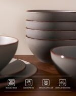 Famiware Venus Plates and Bowls Sets, 12 Pieces Stoneware Speckled Dishes Dinner... - Image 5