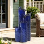 32" H Ceramic Outdoor Water Fountain with LED Lights, 4-Tier Vase Outdoor Founta... - Image 4