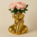 Face Vase Unique Ceramic Vase for Room,Office,Home Decor,Gold,B - Image 3