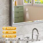 Silver Bathroom Mirror, 30x36 Inch Beveled Silver Vanity Mirror for Bathroom Wal... - Image 5