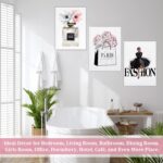 CoziTech Framed Fashion Women Canvas Wall Art for Girls Bedroom Decor, Flower Mo... - Image 5