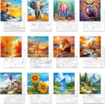 GLASSWINDS 12 Pcs Pre Drawn Canvas to Paint for Adults, 8 x 8 Inch Sip and Paint... - Image 8