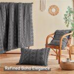 MR&HM Queen Comforter Set Dark Grey, 7 Pieces Tufted Boho Beddding Sets, Farmhou... - Image 4