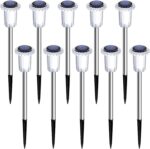 DenicMic Solar Lights Outdoor 10 Pack Waterproof 6000K Cold White LED Stainless ... - Image 7