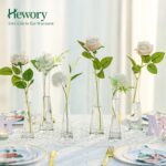 Hewory Glass Bud Vases for Centerpieces Set of 6, Handmade Modern Clear Small Sk... - Image 3