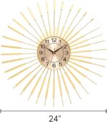 Large Wall Clocks for Living Room Decor 24 Inch Gold Starburst Wall Clock, Silen... - Image 6