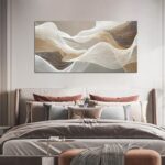 AOZEMI Large Abstract Wall Art Beige Wall Art White Canvas Art Print Modern Artw... - Image 3