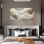 AOZEMI Large Abstract Wall Art Beige Wall Art White Canvas Art Print Modern Artw... - Image 4