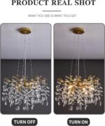 Modern Tree Branch Crystal Chandelier Luxury Gold Crystal Pendant Lighting 18" C... - Image 3
