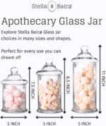 Set of 3 Apothecary Jars Glass, Apothecary Jars with Lids Bathroom, Clear Candy ... - Image 3