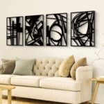 Glamativity 4 Pack Black Abstract Metal Wall Art, Minimalist Décor Single Line A... - Image 3