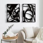 Glamativity 4 Pack Black Abstract Metal Wall Art, Minimalist Décor Single Line A... - Image 4