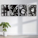 Glamativity 4 Pack Black Abstract Metal Wall Art, Minimalist Décor Single Line A... - Image 5