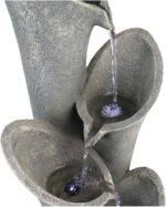 Faux Stone Patio Water Fountain 33 1/2", Bell 4-Tier Cascading Floor Fountain In... - Image 6
