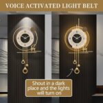 Modern Wall Clock for Living Room,Large Gold Decorative Wall Clock with Light,Cr... - Image 5