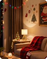 Gold Table Lamp, Small Gold Bedside Lamp with Metal Base & White Linen Lampshade... - Image 3