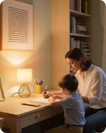 Gold Table Lamp, Small Gold Bedside Lamp with Metal Base & White Linen Lampshade... - Image 7