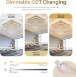 COCOSTAR Crystal Chandeliers, Modern Led Luxury Chandelier, 25" Suqare Flush Mou... - Image 4