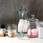 MyGift Glass Apothecary Jar Set with Clear Lid - Decorative Kitchen and Bath Sto... - Image 4