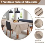 Fitable Nature Faux Linen Tablecloths Rectangle 60 x 84 Inch - 2 Pack Neutral Ta... - Image 4