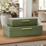 Decorative Storage Boxes with Lids, Set of 2 PU Leather Memory Box for Keepsakes... - Image 3