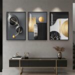 Large Framed Modern Elegant Wall Art for Living Room, 3 Piece Contemporary Luxur... - Image 3