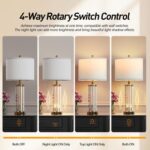 QiMH Gold Table Lamps for Bedroom Set of 2 with Nightlight, Modern Bedside Lamp ... - Image 3