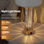 QiMH Gold Table Lamps for Bedroom Set of 2 with Nightlight, Modern Bedside Lamp ... - Image 4