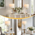 QiMH Gold Table Lamps for Bedroom Set of 2 with Nightlight, Modern Bedside Lamp ... - Image 7