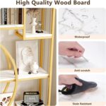 LGHM 79" W Luxury Marble-Patterned White Gold Bookshelf, Modern Geometric Half-M... - Image 5