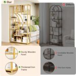 LGHM 79" W Luxury Marble-Patterned White Gold Bookshelf, Modern Geometric Half-M... - Image 7