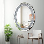 DMDFIRST Crystal Crushed Diamond Oval Shaped Silver Mirror Glam Bling for Wall D... - Image 3