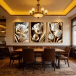 3Pcs Abstract White Gold Floral Wall Art Modern Luxury Minimalism Painting Pictu... - Image 6
