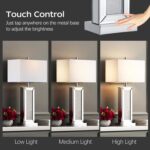 Modern Table Lamp Set of 2 Touch Control, Silver Mirror Diamond Crystal Bedside ... - Image 3