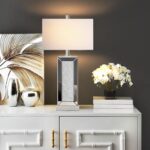 Modern Table Lamp Set of 2 Touch Control, Silver Mirror Diamond Crystal Bedside ... - Image 6