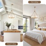 Gold Glass Chandelier for Dining Room Light Fixture, 19.69" Modern Drum Chandeli... - Image 9