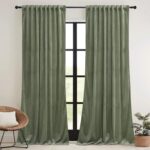 RYB HOME Sage Green Velvet Curtains 84 inches, Room Darkening Super Soft Velvet ... - Image 3