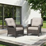 Patio Chairs Set of 2, Outdoor Wicker Patio Furniture Set with Thickened Olefin ... - Image 2