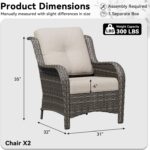 Patio Chairs Set of 2, Outdoor Wicker Patio Furniture Set with Thickened Olefin ... - Image 3