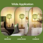 QiMH Glass Table Lamp for Living Room, Modern Bedside Lamp with Green Ribbed Gla... - Image 7