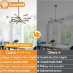 33" Modern Chandelier Ceiling Light Fixture, 12-Light Sputnik Chandeliers Brushe... - Image 5