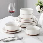 MALACASA Plates and Bowls Sets, 12 Pieces Modern Stoneware Dinnerware Set for 4 ... - Image 6